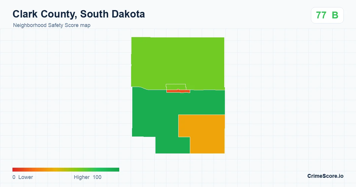 Clark County, South Dakota neighborhood Safety Score map by Census block group