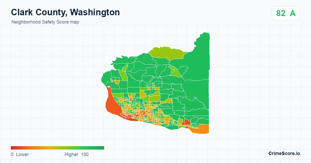 Clark County, Washington neighborhood Safety Score map by Census block group