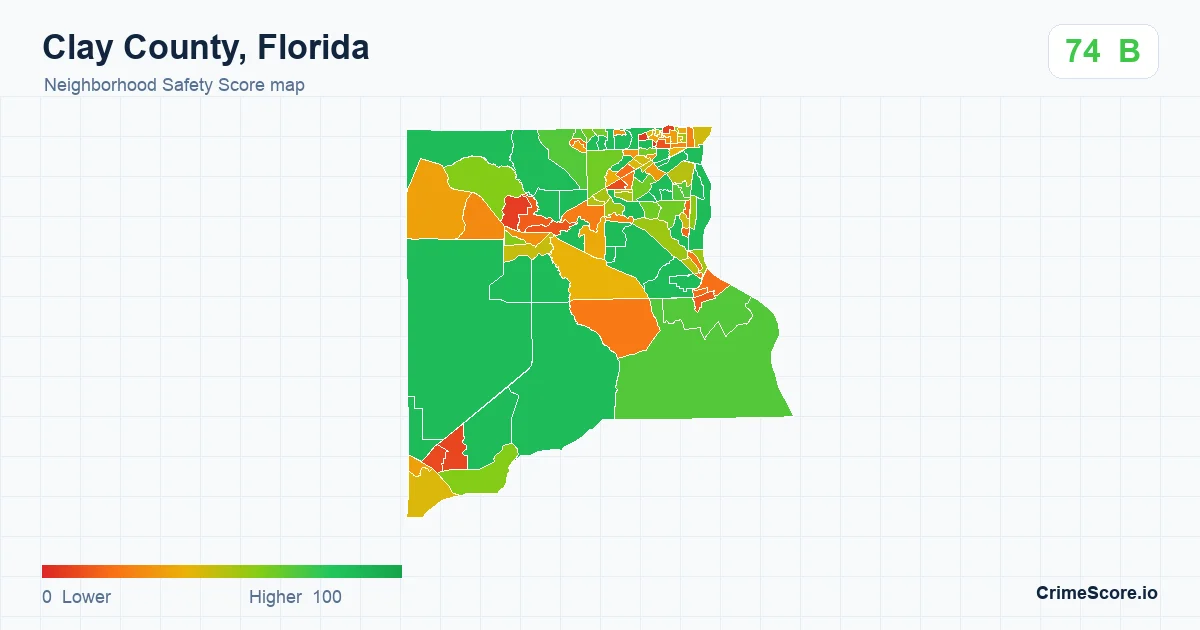 Clay County, Florida neighborhood Safety Score map by Census block group