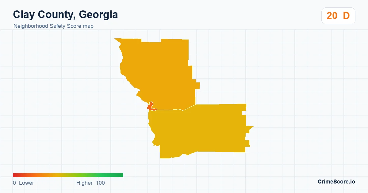 Clay County, Georgia neighborhood Safety Score map by Census block group
