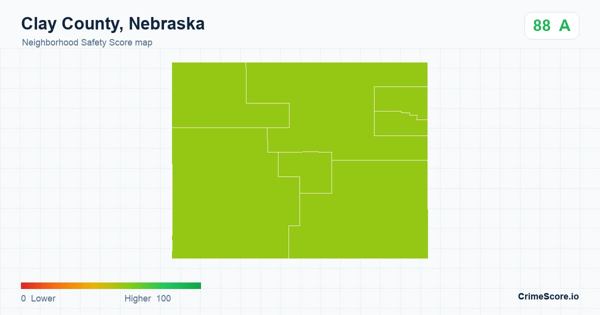 Clay County, Nebraska neighborhood Safety Score map by Census block group