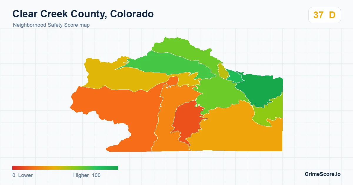 Clear Creek County, Colorado neighborhood Safety Score map by Census block group