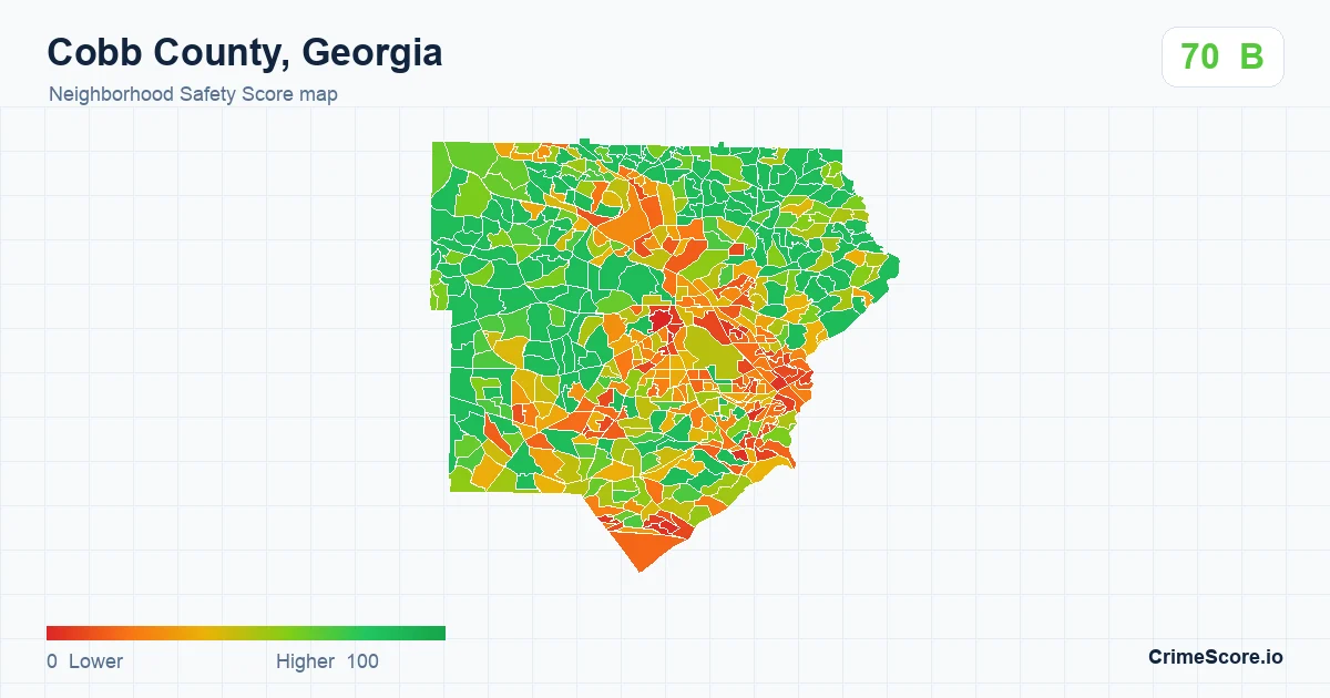 Cobb County, Georgia neighborhood Safety Score map by Census block group