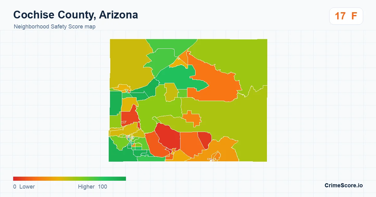 Cochise County, Arizona neighborhood Safety Score map by Census block group