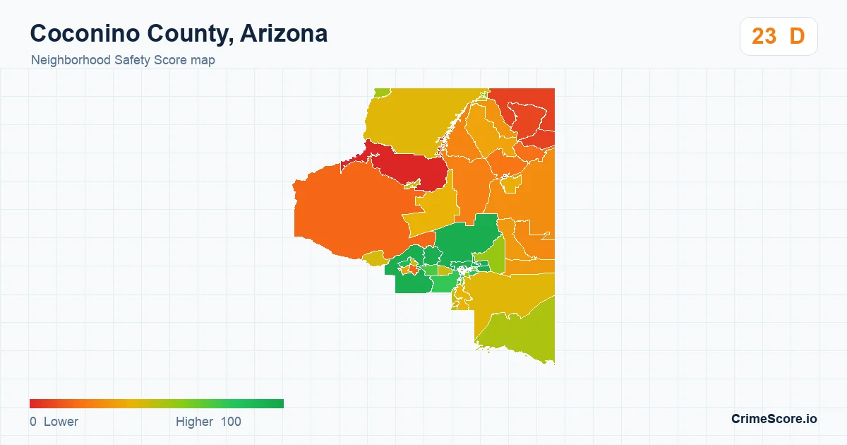 Coconino County, Arizona neighborhood Safety Score map by Census block group