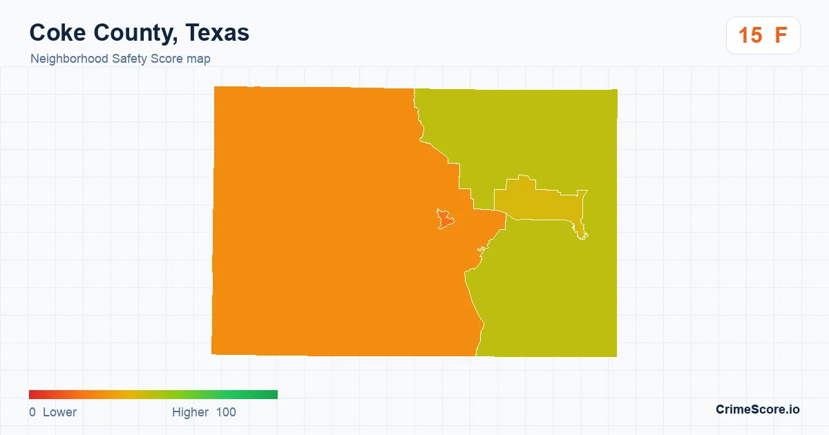 Coke County, Texas neighborhood Safety Score map by Census block group