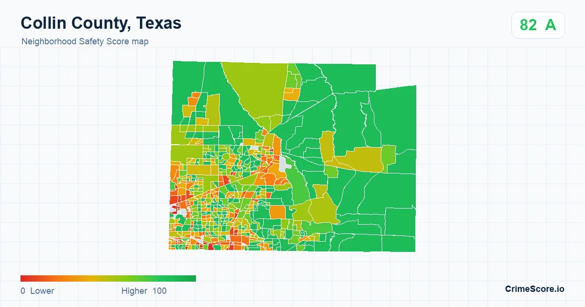 Collin County, Texas neighborhood Safety Score map by Census block group