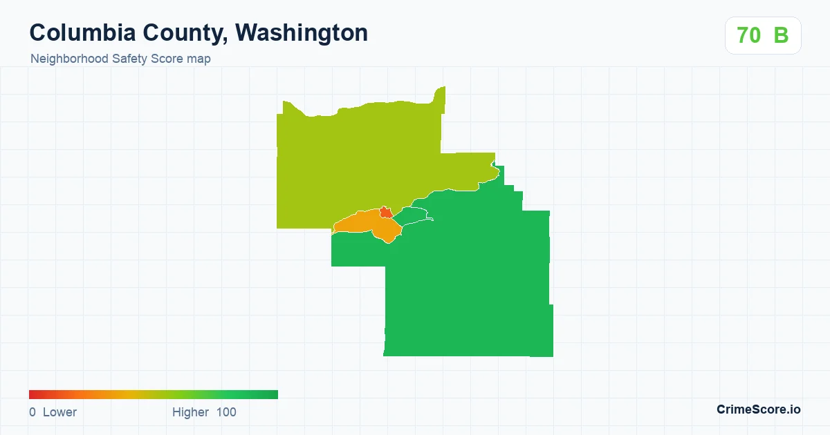 Columbia County, Washington neighborhood Safety Score map by Census block group