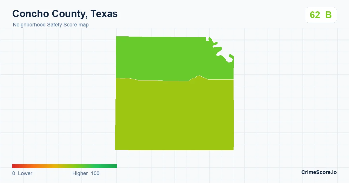 Concho County, Texas neighborhood Safety Score map by Census block group