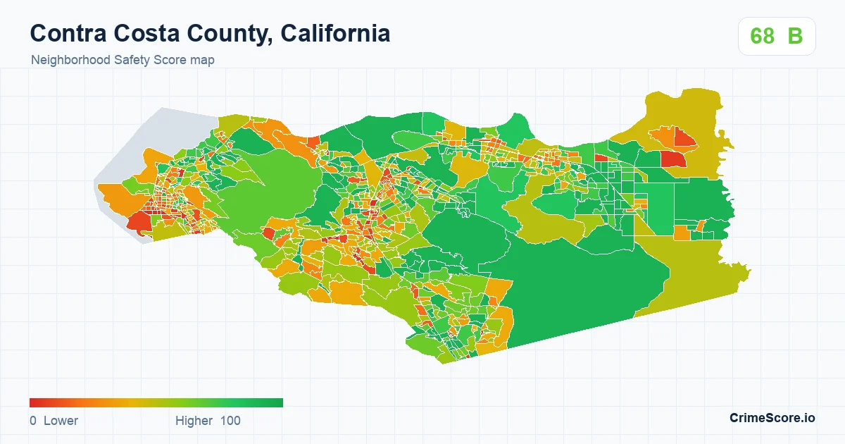Contra Costa County, California neighborhood Safety Score map by Census block group