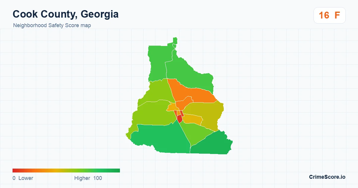 Cook County, Georgia neighborhood Safety Score map by Census block group