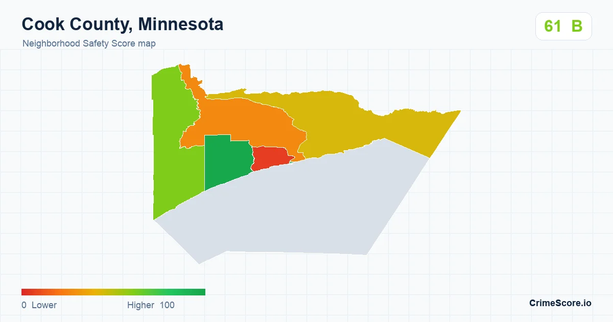 Cook County, Minnesota neighborhood Safety Score map by Census block group