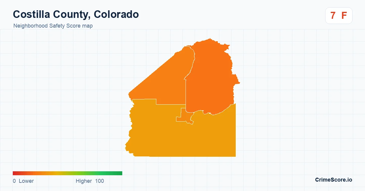 Costilla County, Colorado neighborhood Safety Score map by Census block group