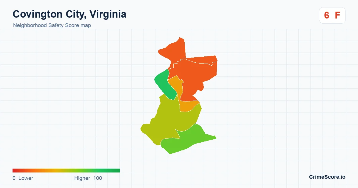 Covington City, Virginia neighborhood Safety Score map by Census block group