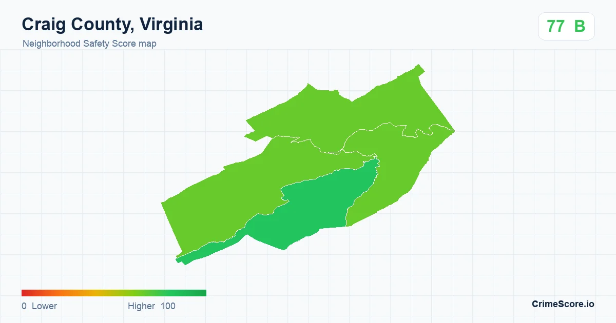 Craig County, Virginia neighborhood Safety Score map by Census block group