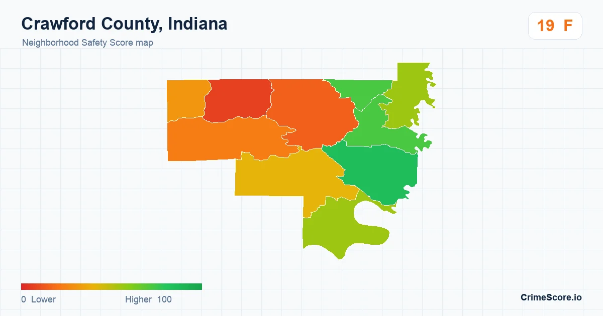 Crawford County, Indiana neighborhood Safety Score map by Census block group