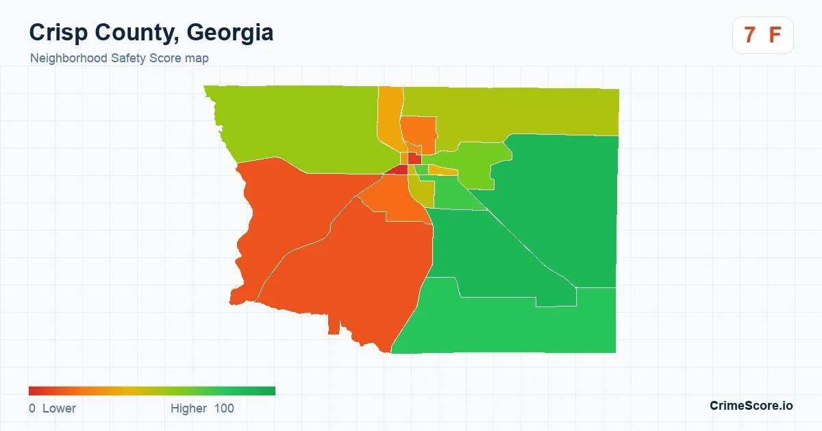 Crisp County, Georgia neighborhood Safety Score map by Census block group