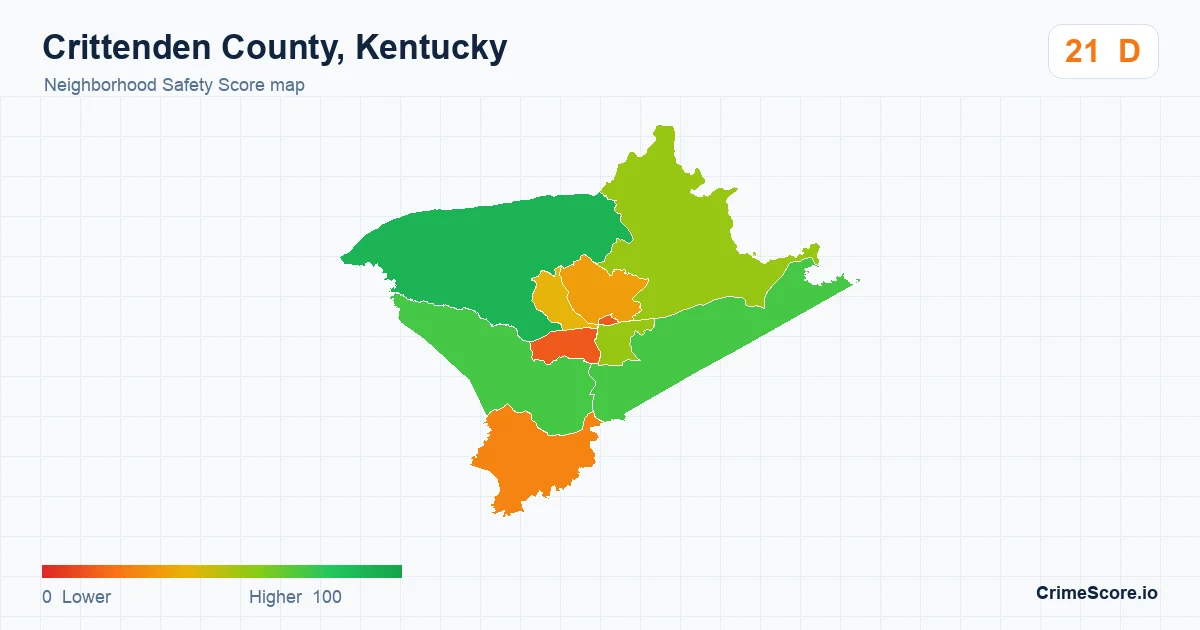 Crittenden County, Kentucky neighborhood Safety Score map by Census block group