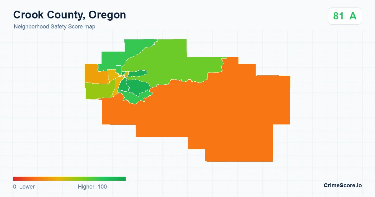 Crook County, Oregon neighborhood Safety Score map by Census block group