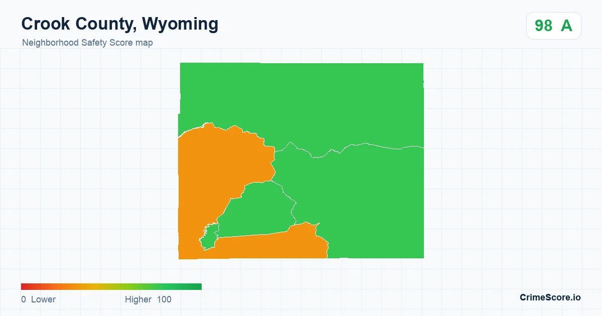 Crook County, Wyoming neighborhood Safety Score map by Census block group