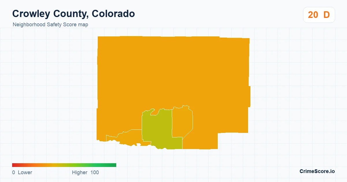 Crowley County, Colorado neighborhood Safety Score map by Census block group