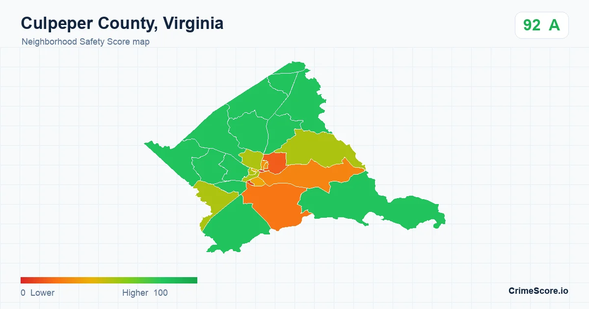 Culpeper County, Virginia neighborhood Safety Score map by Census block group