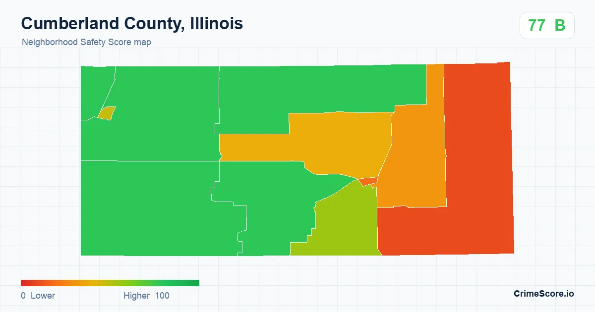 Cumberland County, Illinois neighborhood Safety Score map by Census block group