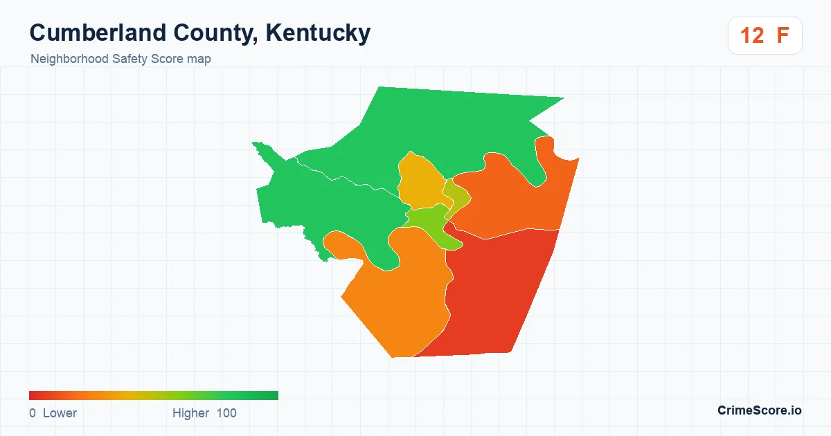 Cumberland County, Kentucky neighborhood Safety Score map by Census block group