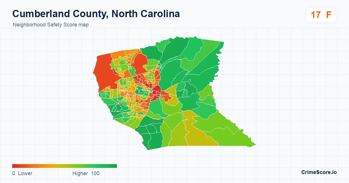Cumberland County, North Carolina neighborhood Safety Score map by Census block group