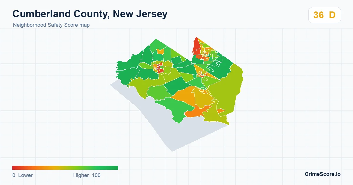 Cumberland County, New Jersey neighborhood Safety Score map by Census block group