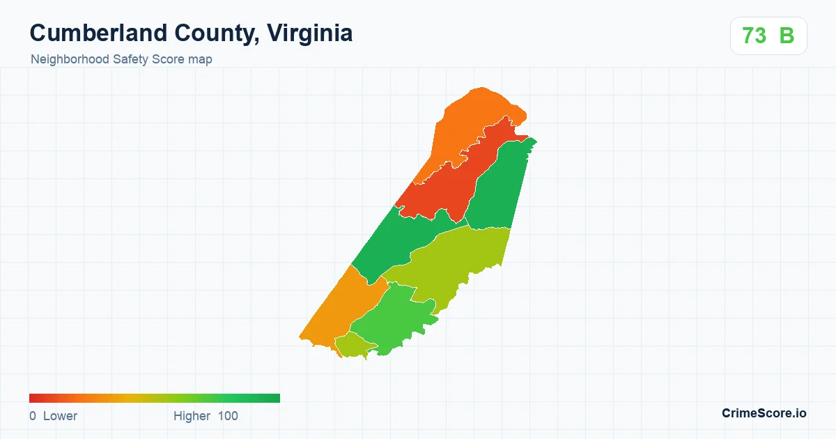Cumberland County, Virginia neighborhood Safety Score map by Census block group