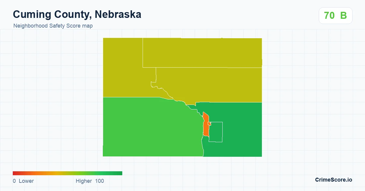 Cuming County, Nebraska neighborhood Safety Score map by Census block group