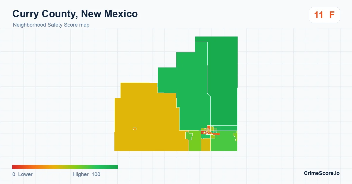 Curry County, New Mexico neighborhood Safety Score map by Census block group