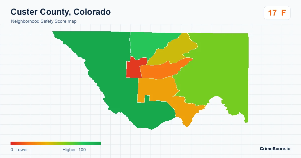 Custer County, Colorado neighborhood Safety Score map by Census block group