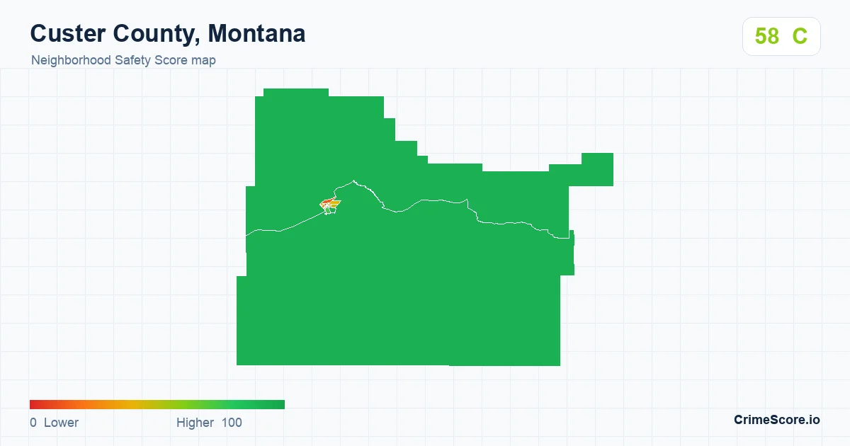 Custer County, Montana neighborhood Safety Score map by Census block group