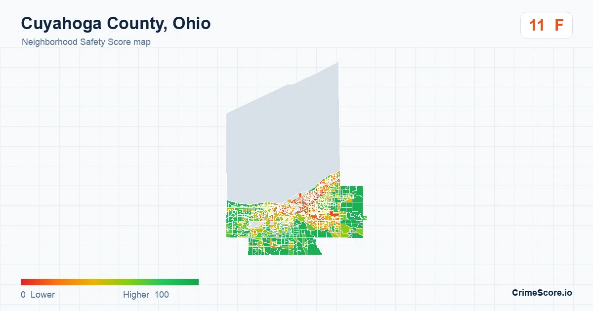 Cuyahoga County, Ohio neighborhood Safety Score map by Census block group
