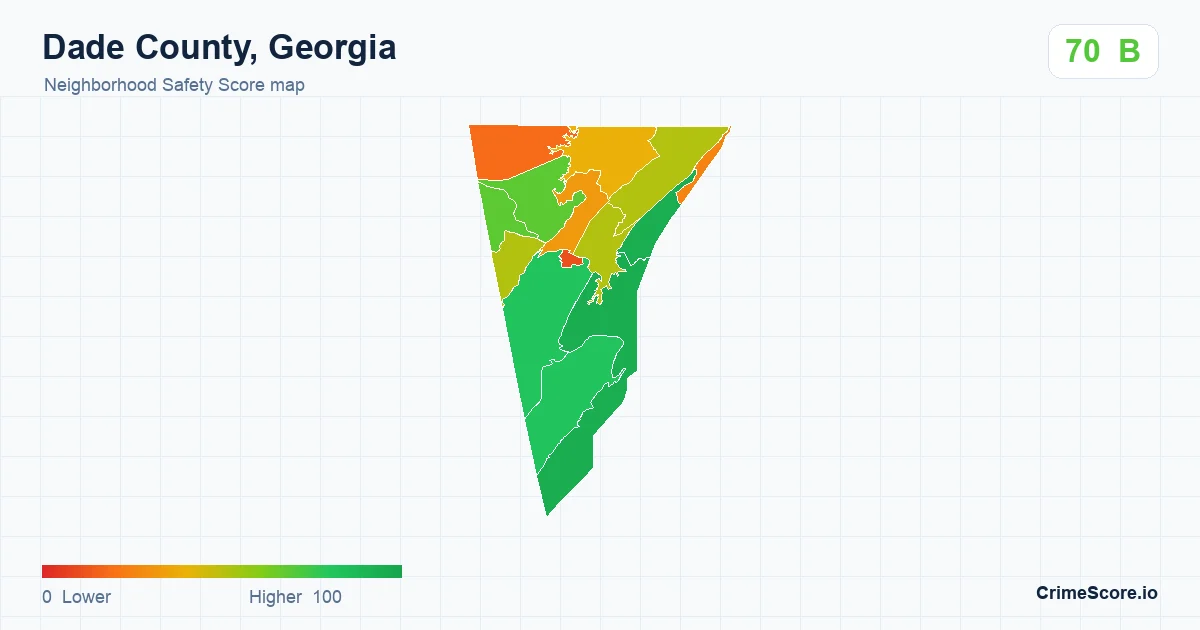 Dade County, Georgia neighborhood Safety Score map by Census block group