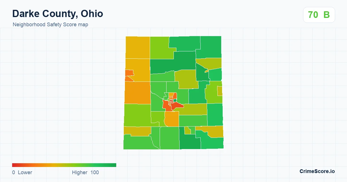 Darke County, Ohio neighborhood Safety Score map by Census block group
