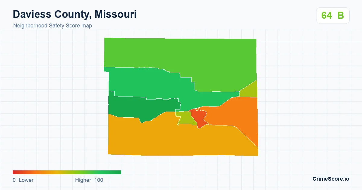 Daviess County, Missouri neighborhood Safety Score map by Census block group