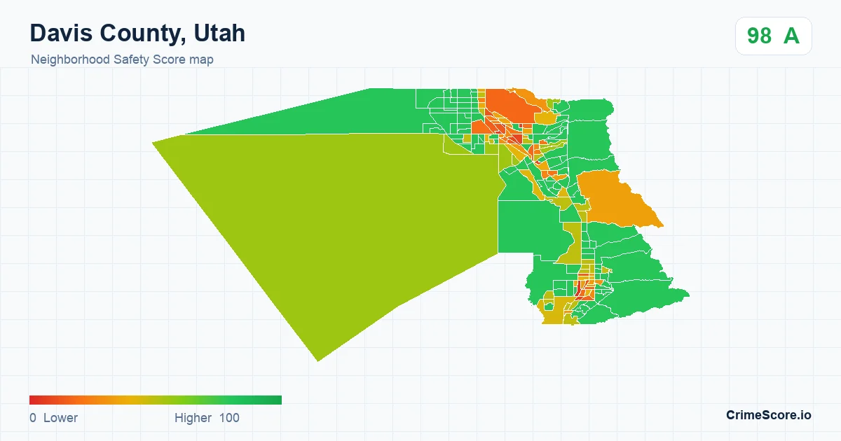 Davis County, Utah neighborhood Safety Score map by Census block group