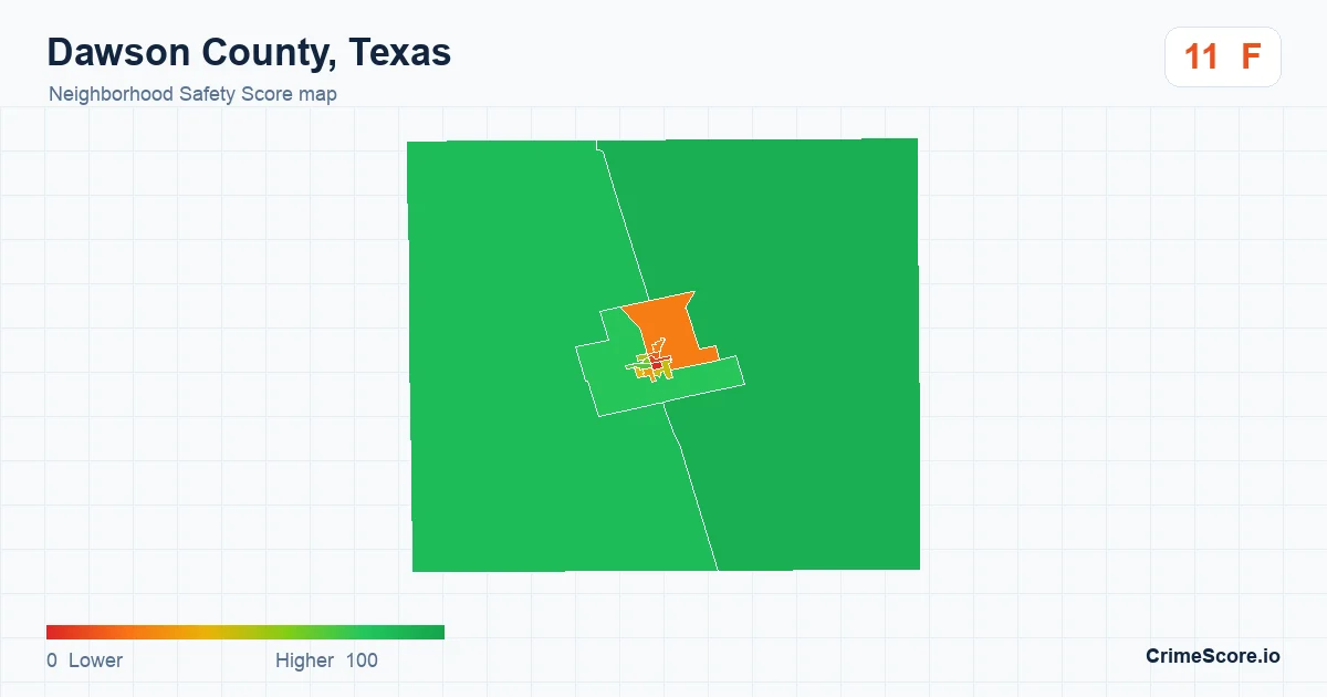 Dawson County, Texas neighborhood Safety Score map by Census block group