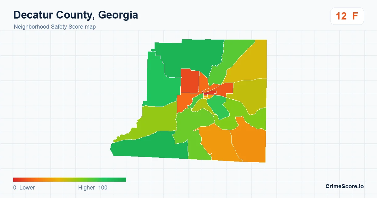 Decatur County, Georgia neighborhood Safety Score map by Census block group