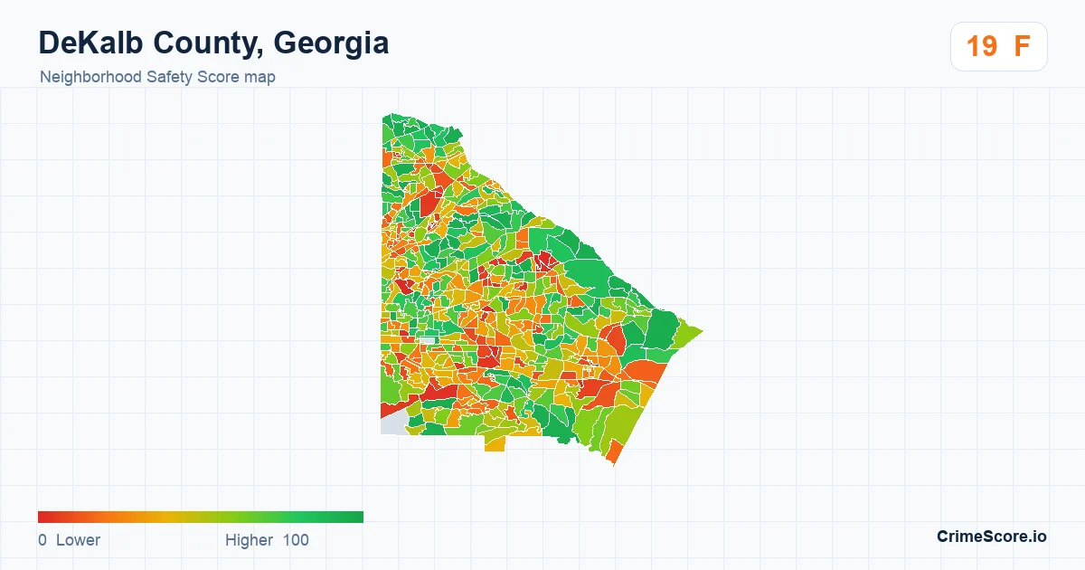DeKalb County, Georgia neighborhood Safety Score map by Census block group