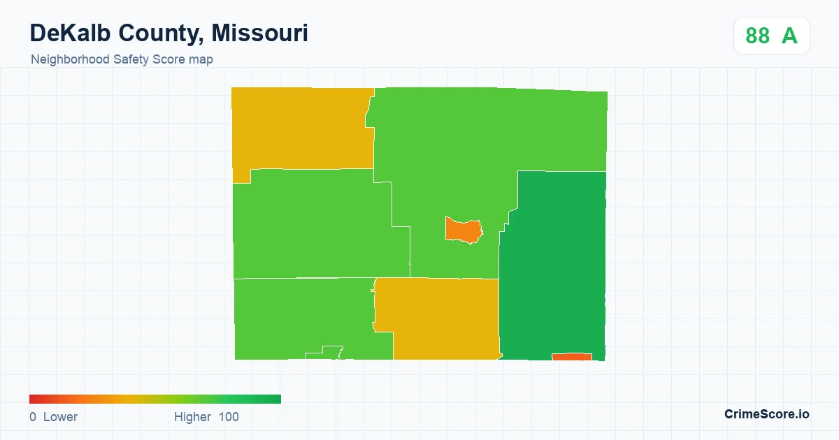 DeKalb County, Missouri neighborhood Safety Score map by Census block group