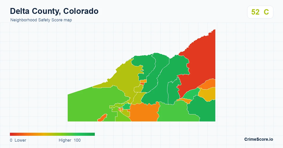 Delta County, Colorado neighborhood Safety Score map by Census block group