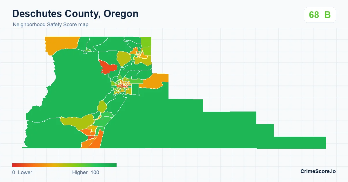 Deschutes County, Oregon neighborhood Safety Score map by Census block group