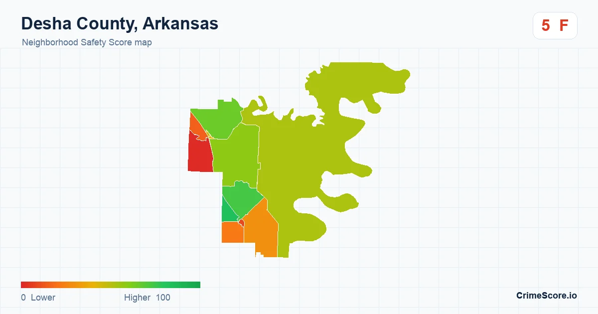 Desha County, Arkansas neighborhood Safety Score map by Census block group