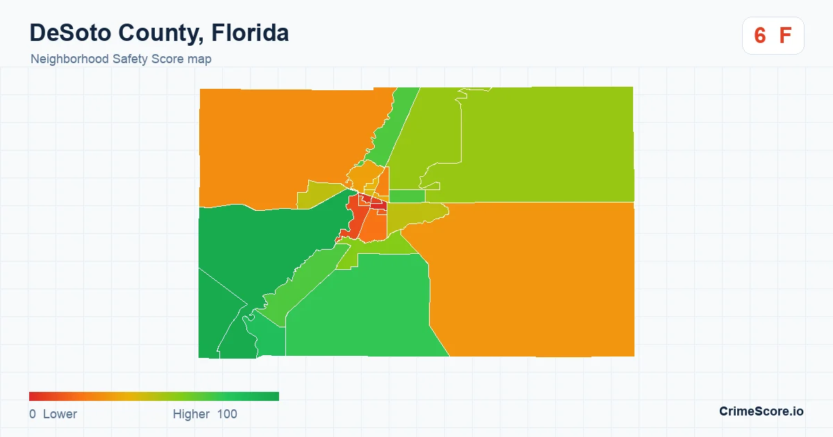 DeSoto County, Florida neighborhood Safety Score map by Census block group