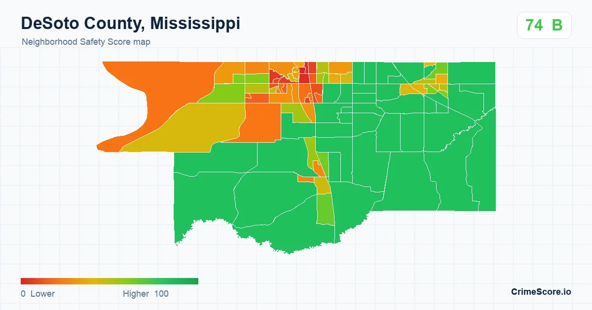 DeSoto County, Mississippi neighborhood Safety Score map by Census block group