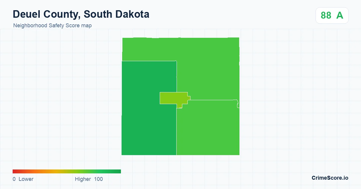 Deuel County, South Dakota neighborhood Safety Score map by Census block group